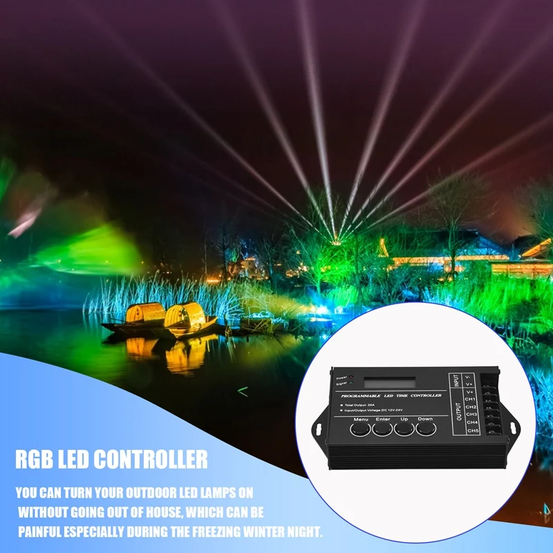 시간 프로그래밍 가능 RGB LED 컨트롤러, DC12V-24V 5 채널 LED 타이밍 조광기, TC420