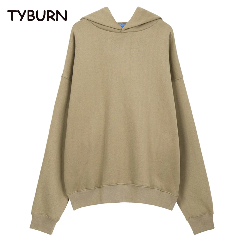 

TYBURN High Street Fashion Brand Pure Cotton Plush Hoodie For Men Women High-Quality Solid Casual Street Loose Sweatshirt Hoodie