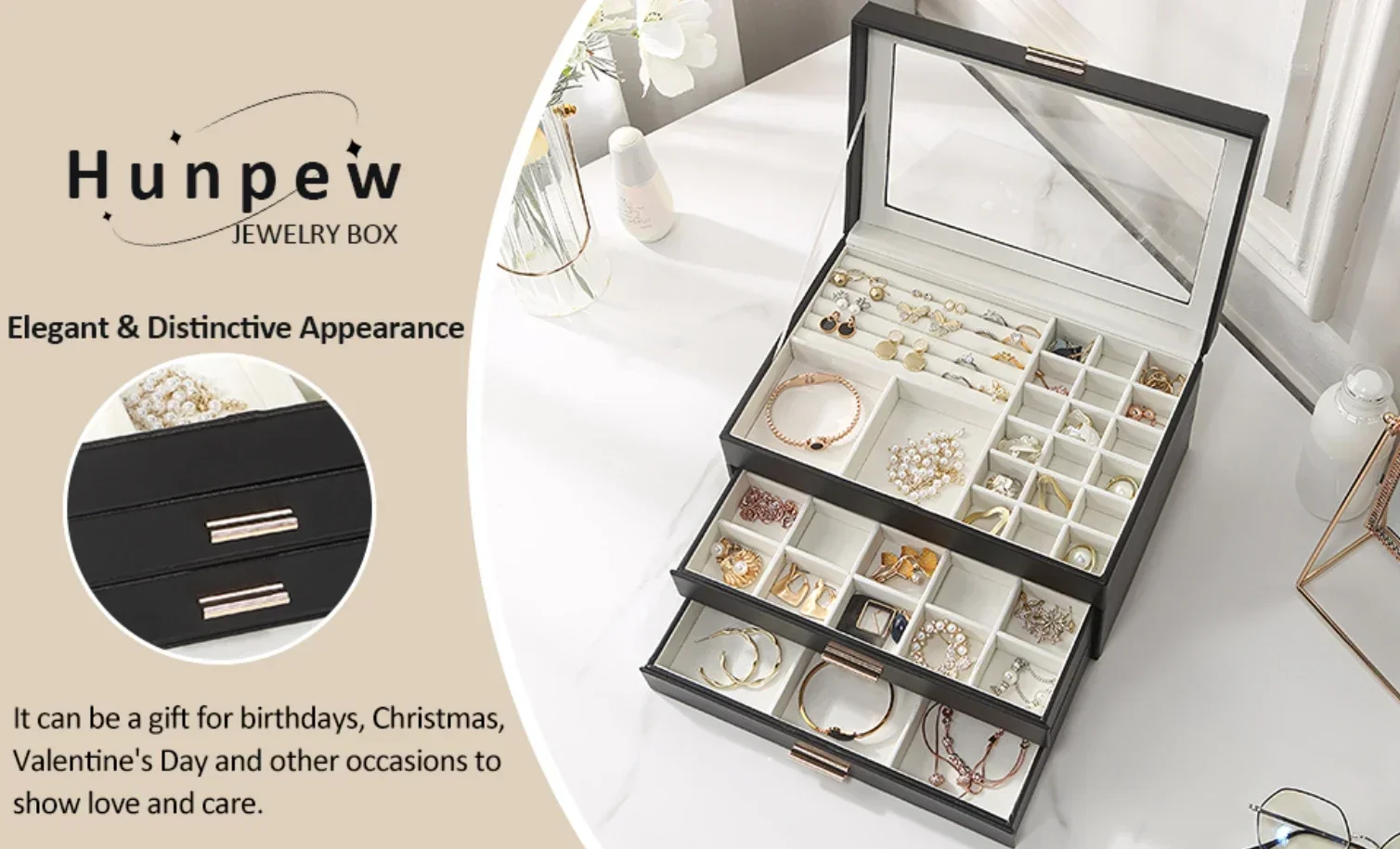 

Box for Jewelry,light Storage Small Big Luxury Multi-layer 3-layer And Brawer Drawers Jewelry Organizer，2