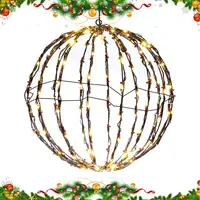50cm Hanging Ball Light Garden Courtyard Rattan Tree Light Christmas Party Landscape Lamps Fold Metal Frame Home Fairy Lights 1