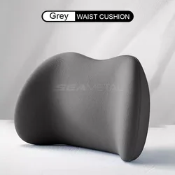 Luxury Memory Foam Car Seat Pillow Set - Soft Neck and Waist Support Cushions (Gray Waist 1pc)