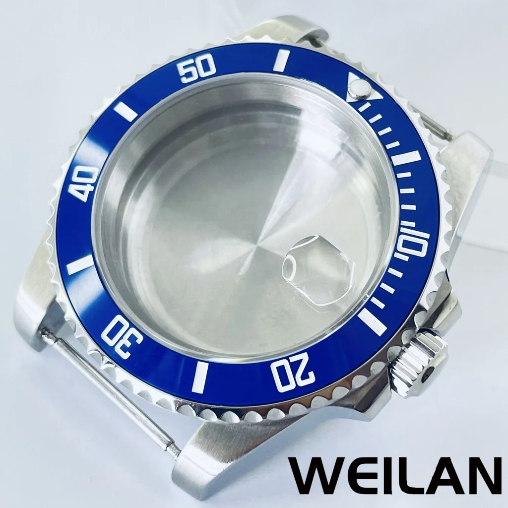 Silver Watch Case with Ceramic Bezel and Sapphire Crystal