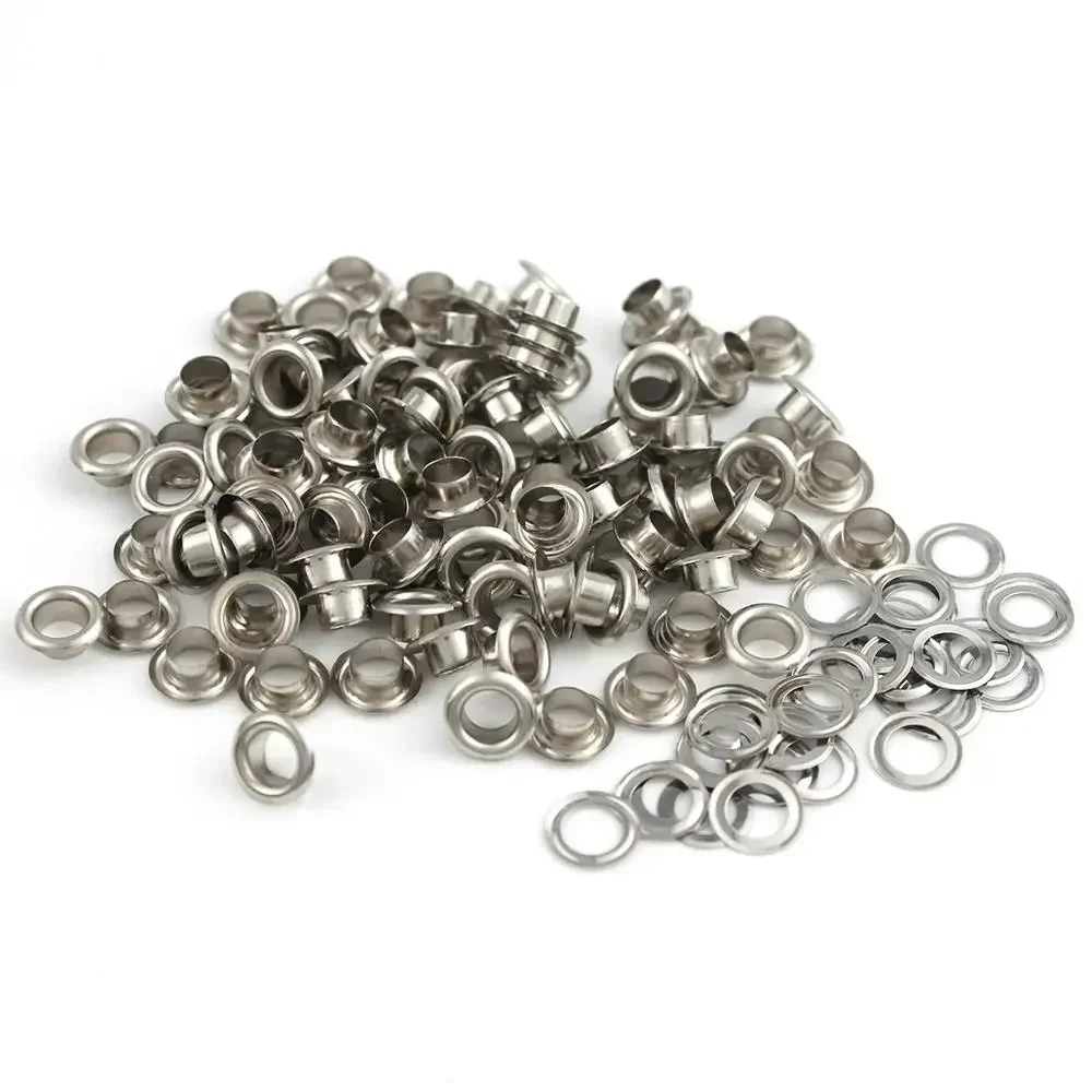 Brass Eyelets 100sets 6/8/10/12mm with Washers Grommet Repairing Round Eye Rings for Shoes Bag Clothing Skin Belt Hat