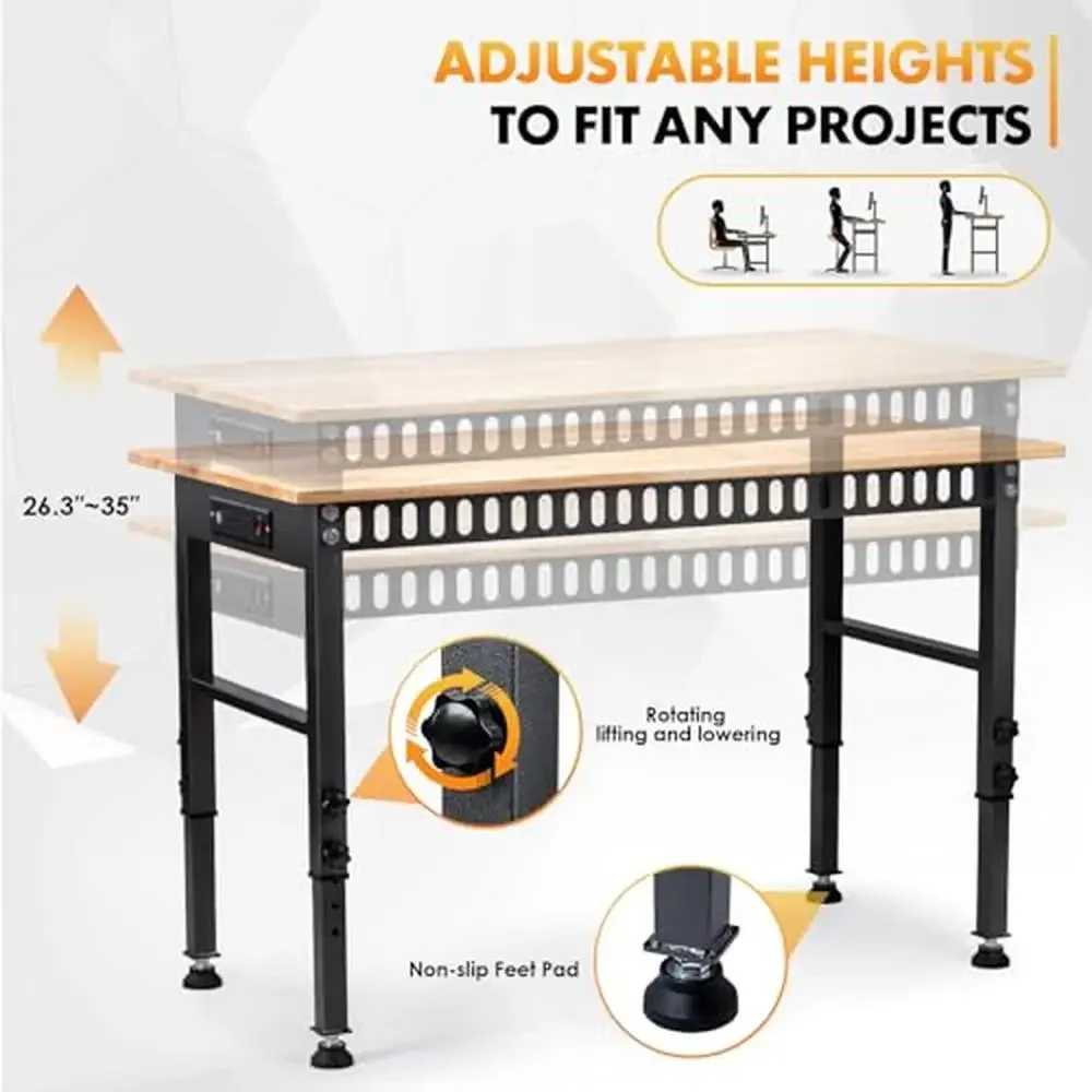 Rubber wood top workbench