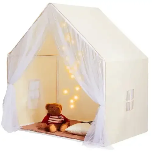 Play Tent, for 1-5 Years Old, Toddler with Mat and Lamp, for with Windows Indoor and