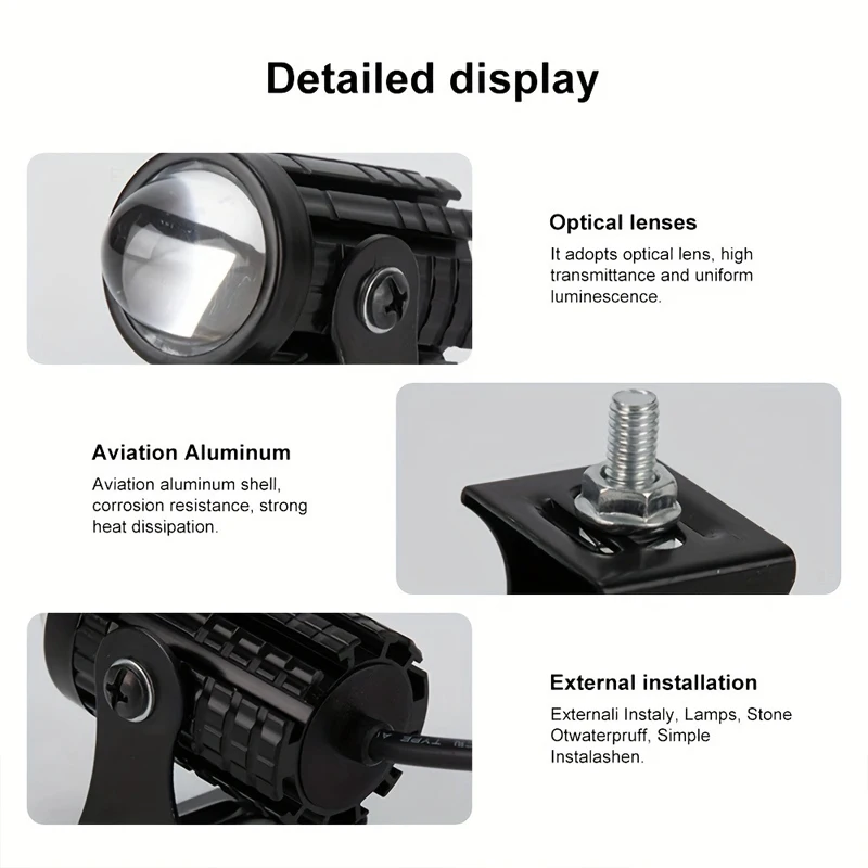 Motorcycle Headlight Spotlight Headlights Explorers Motorcycle Accessories Truck Car Auxiliary Additional Mini Projector Headlamp Fog Lights 2pcs/1pc