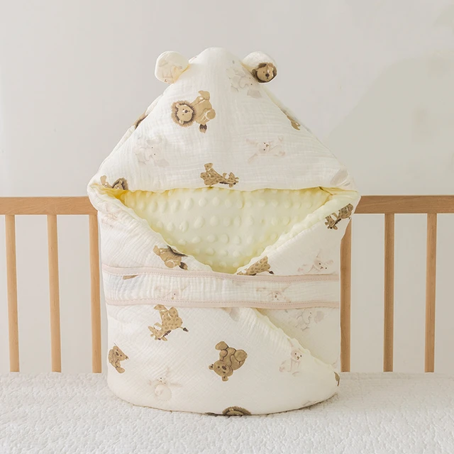 0-6 Months Baby Cotton Blanket Swaddling Wrap Sleepsack Babies Sleeping Bags Newborn Baby Cartoon Swaddle Wrap Envelope 90*90cm 2