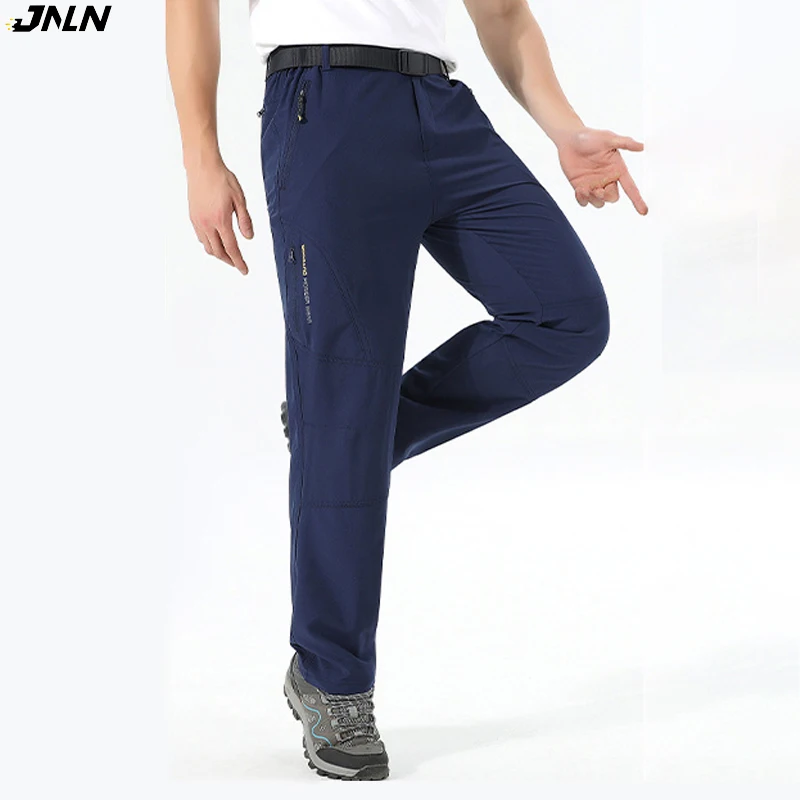 JNLN 빠른 건조 방수 하이킹 바지 남성 여름 통기성 야외 캠핑 바지 등산 트..