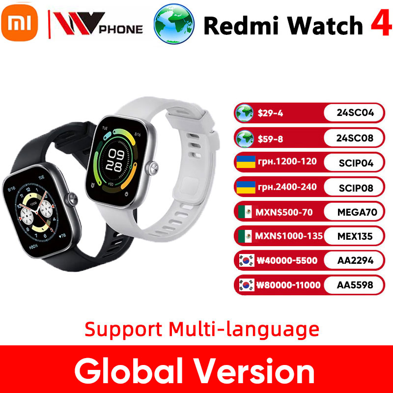 Global Version Redmi Watch 4 Ultra Large 1.97'' AMOLED Display GPS GNSS Smartwatch Bluetooth Phone Call Smart Sleep Monitoring