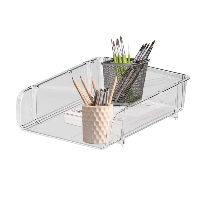 Stationery Box Organizer Clear Desktop Stationery Organizer Box Desktop Storage Bin For Pen Document Book Organization For Home