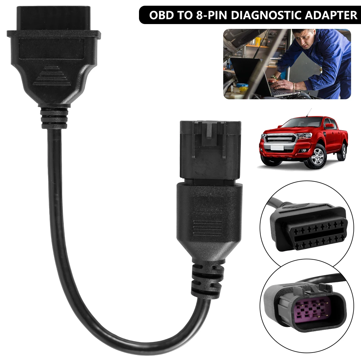 

16 Pin Female to 8 Pin Diagnostic Adapter Premium Diagnostic Connector Cable Stable Fault Detection Testing Cable Replacement