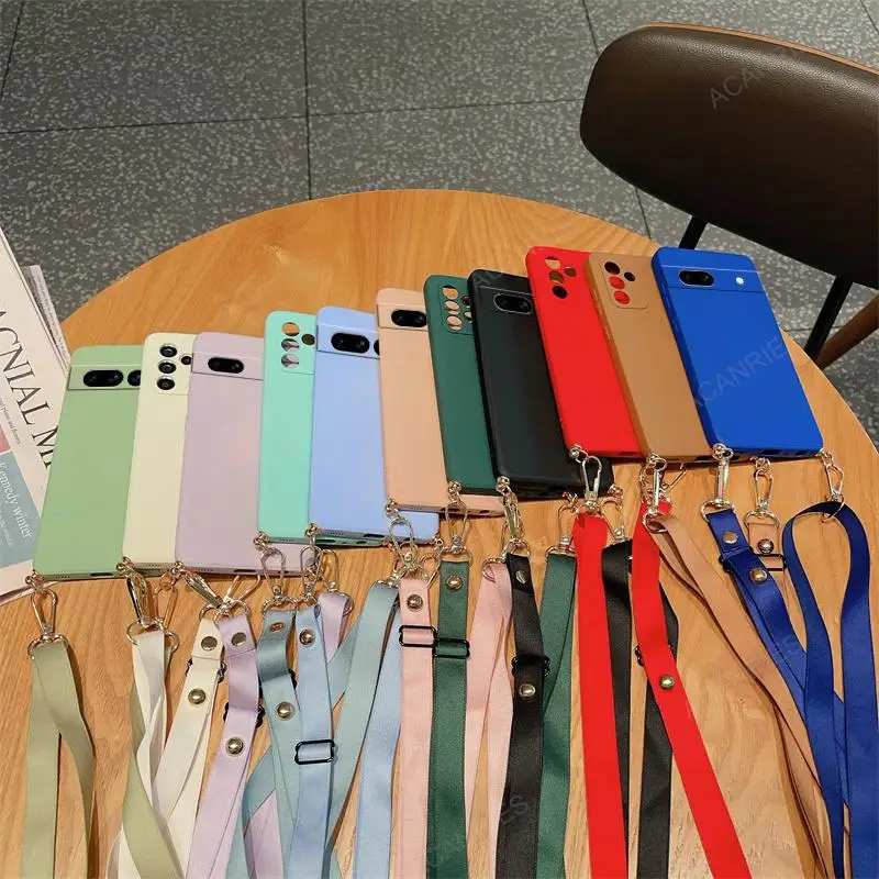 Liquid Silicone Necklace Strap Crossbody Lanyard Phone Case - Durable Back Cover and Hands-Free Convenience