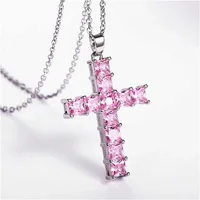 Fashion Necklaces Men Female Pendants Gold Multi Color Crystal Jesus Cross Pendant for Women Necklace Party Leisure Time Jewelry 2