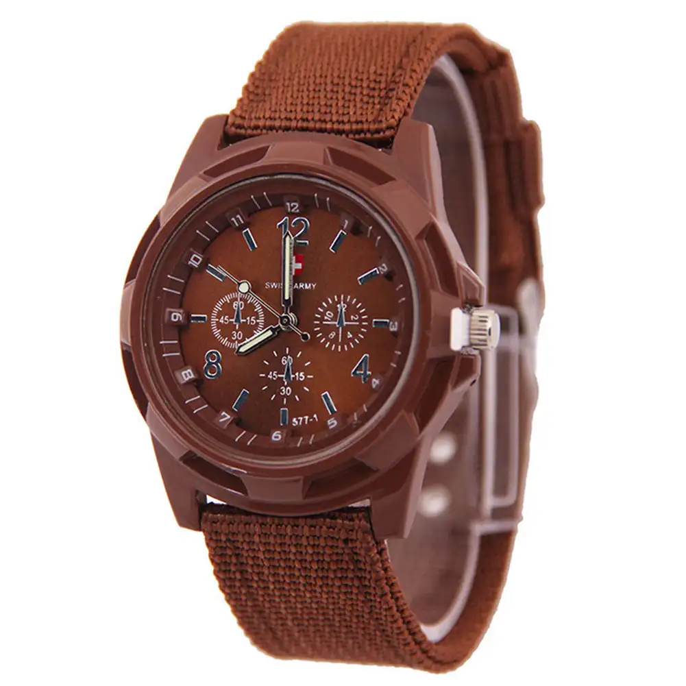 Men's Quartz Watch with Nylon Canvas Strap - Casual Sports Wristwatch
