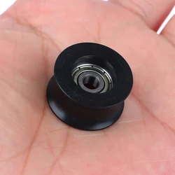 Sleek Black 14mm U - Groove Nylon Pulley with Rubber Coating - Onesize