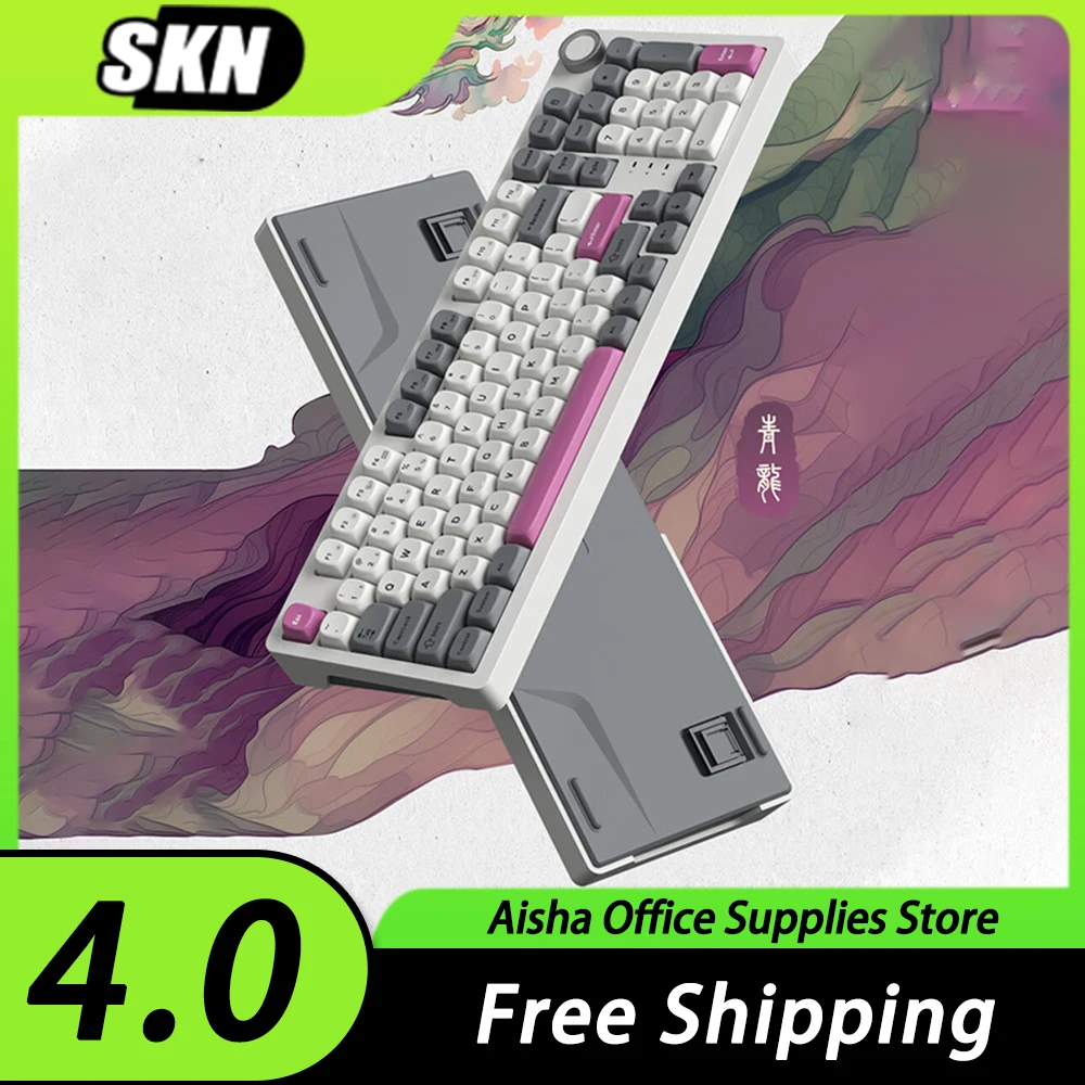 

SKN Green Dragon 4.0 Mechanical Keyboard Three Mode Multifunctional Knob Wireless Gaming Keyboard Hot Swap Support VIA/QMK Gifts