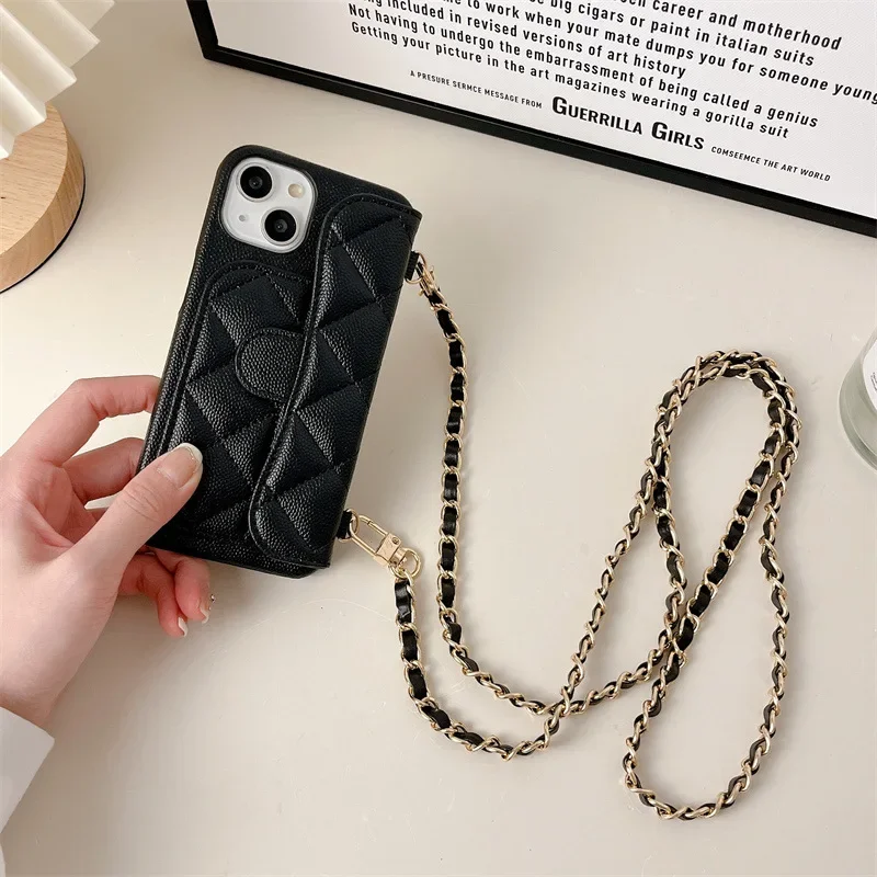Portefeuille à lanière en cuir PU avec porte-carte, étui de téléphone pour IPhone 16 15 Plus 14 13 12 Pro Max 11, housse antichoc - AliExpress