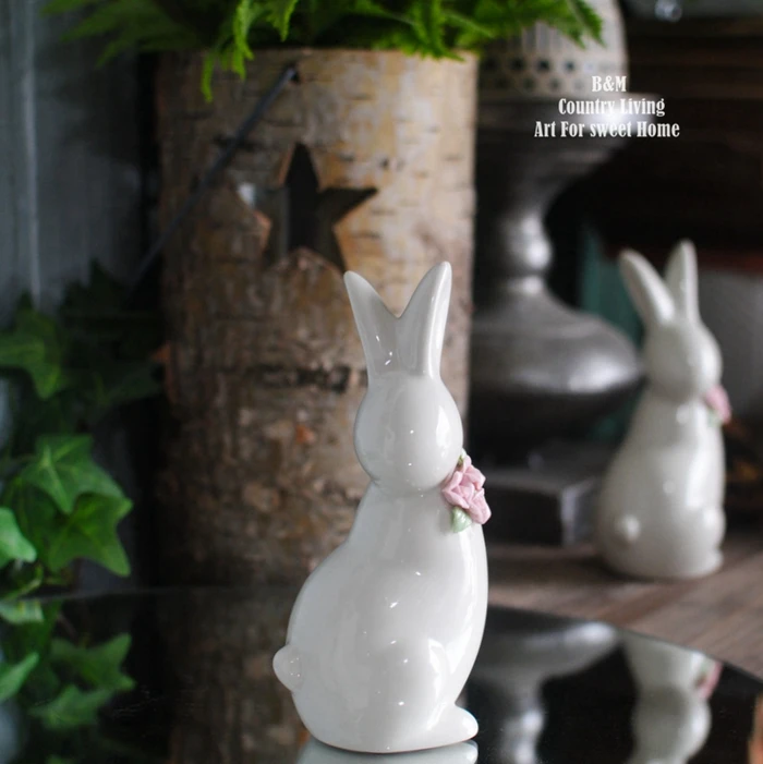 Miss Animal Rose Rabbit Home Garden Decorations Desktop Ornaments Gift Fairy Garden Miniatures Kawaii Accessories Figurine