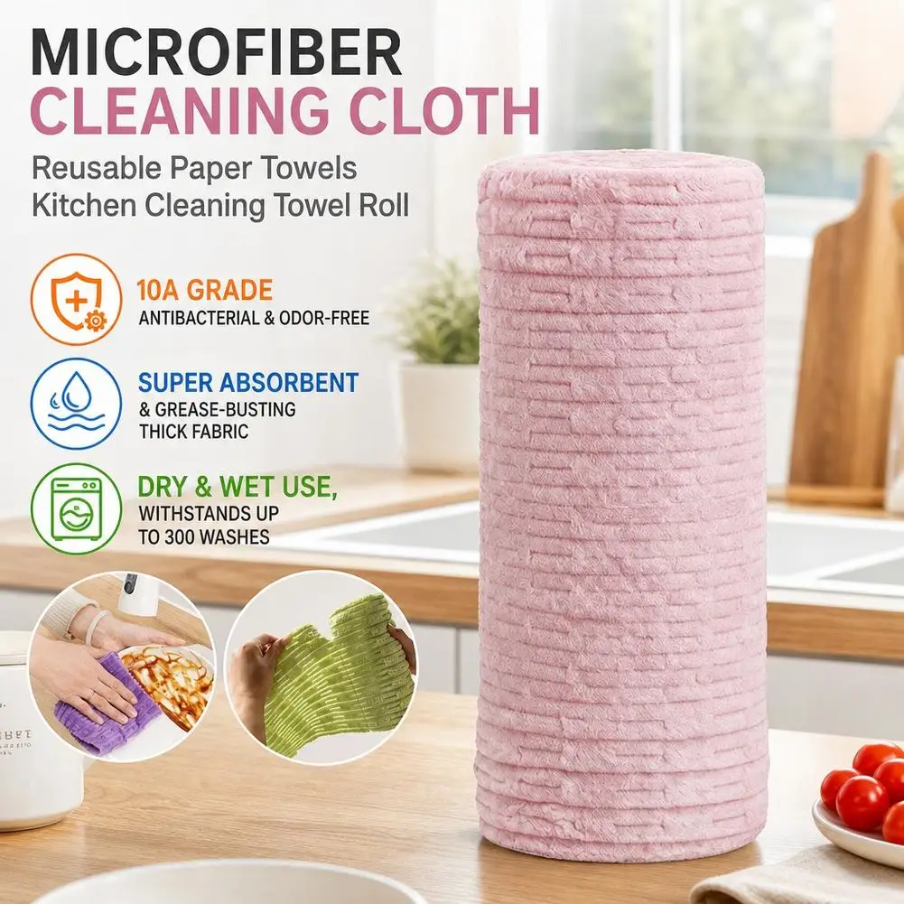 Ultra Absorbent Microfiber Cleaning Towels – Washable & Reusable Kitchen Dishcloths