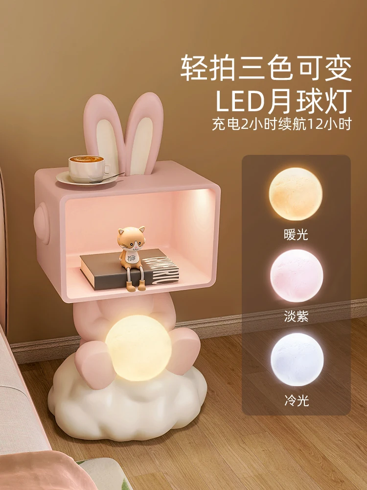 Boys bedside table integrated table lamp cartoon space boy children's room bedroom floor cabinet astronaut bedside