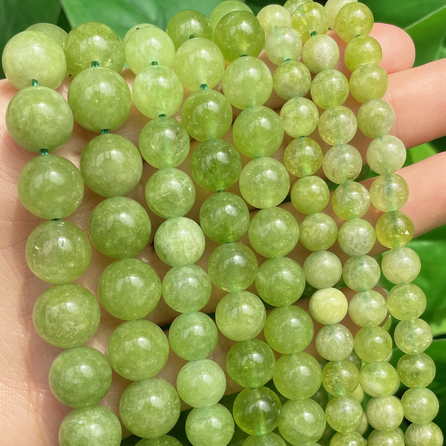 Perles de péridot vert en vrac de 6, 8, 10mm, perles d'espacement rondes et lisses pour la fabrication de bijoux, de bracelets et de boucles d'oreilles, accessoires de 15 pouces