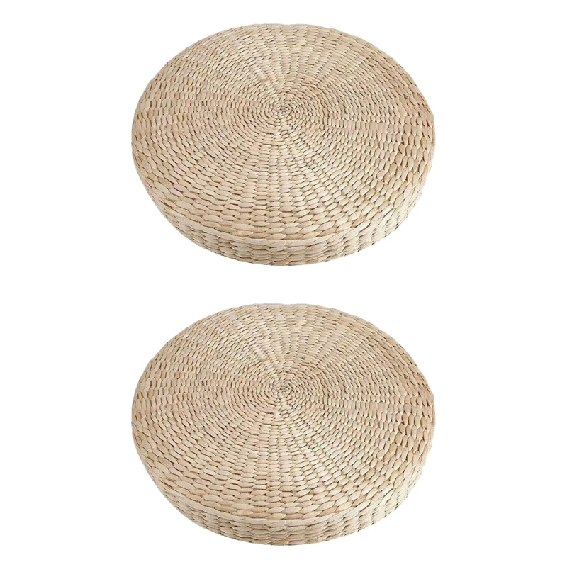 

2X Round Straw Chair Seat Mat Grass Cushion Pad Beige Handmade Weave Floor Pillow Mat Yoga Tatami Decor 40X40cm