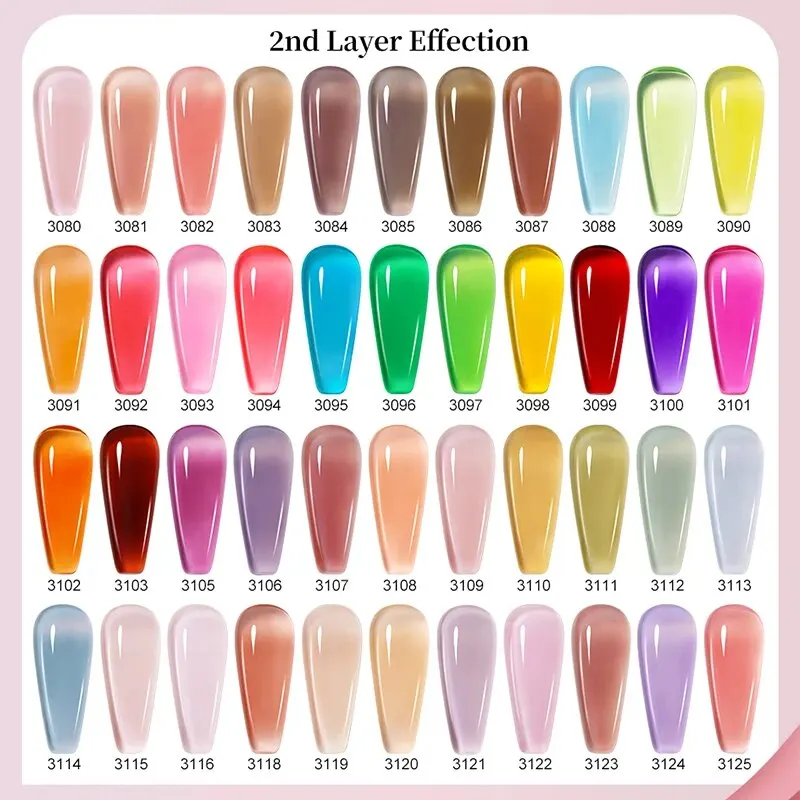 NAILCO 젤리 유리 젤 네일 광택제 반투명, 다채로운 반영구 바니시, UV LED 흡수, 네일 아트 매니큐어 젤, 여름