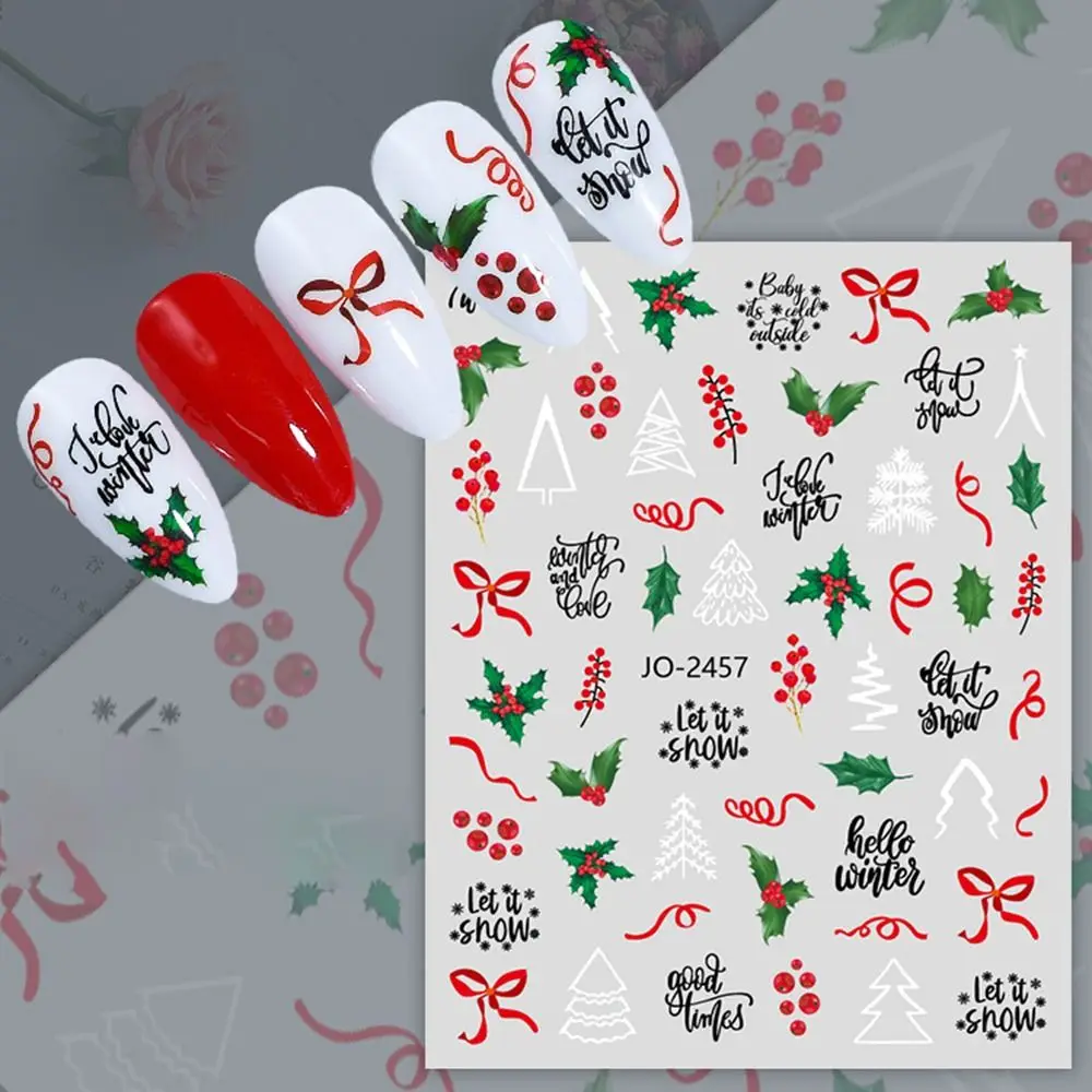 Professional Cartoon Christmas Nail Art Sticker Cute Simple Manicure Decals Santa Claus Snowman Nails Polish Sticker Women