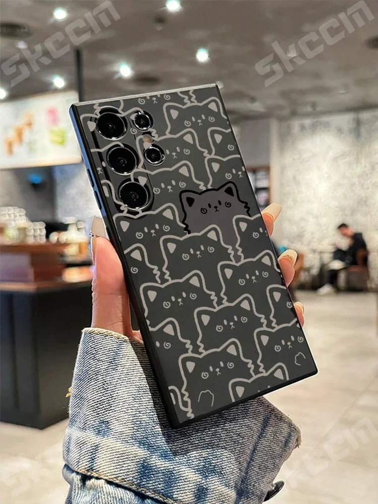 Charming Cartoon Cat Matte Phone Case Cover