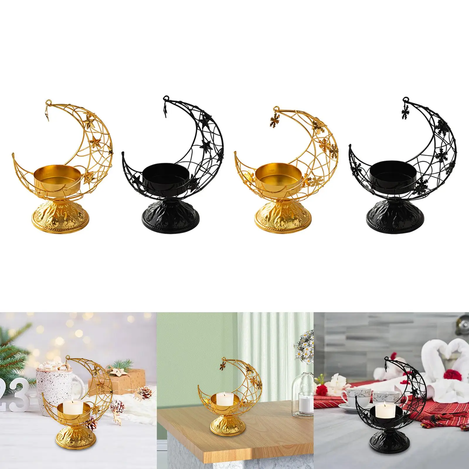 Metal Moon Votive Candle Holder Candle Stand for Wedding Party Festival