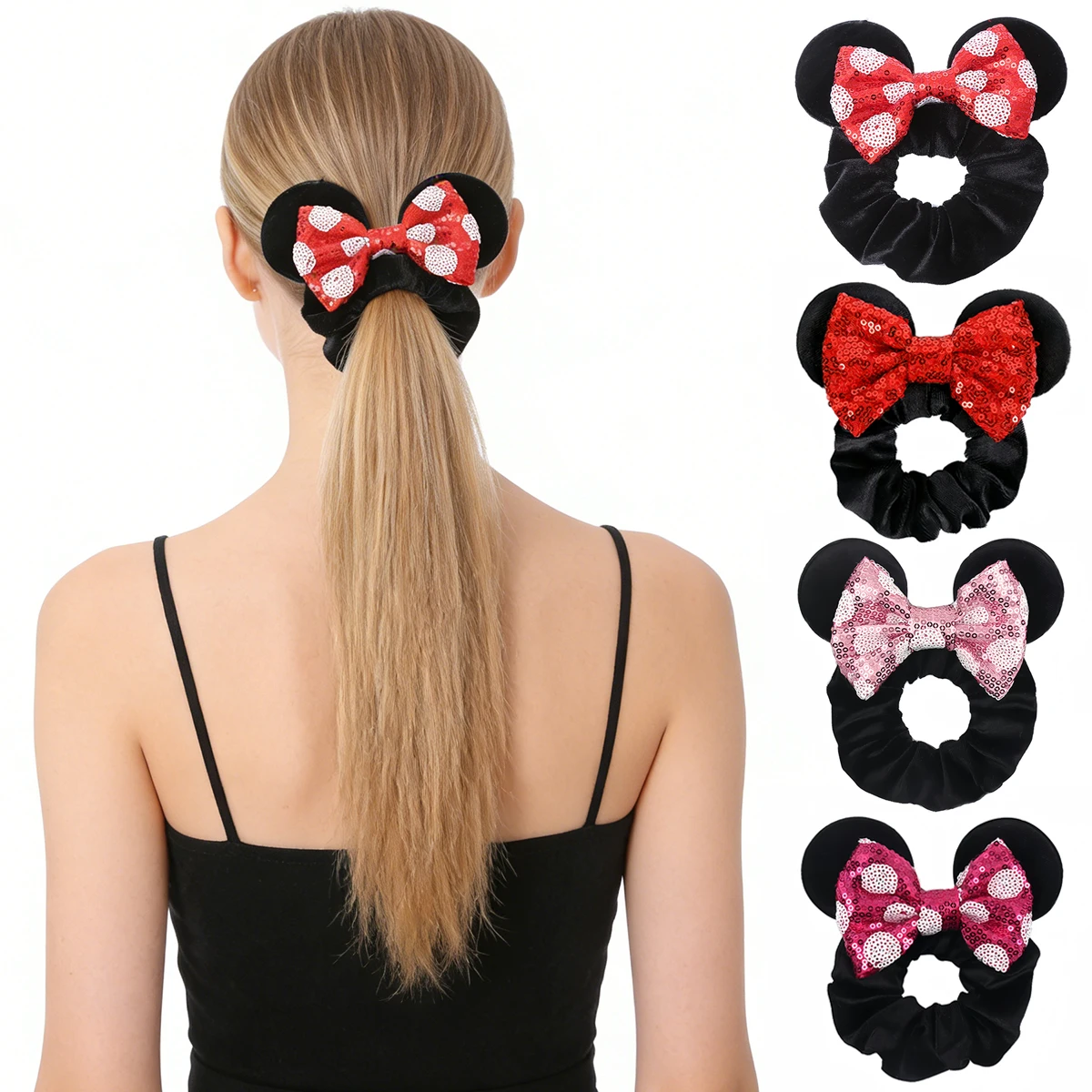 Chouchou Oreilles Minnie à Paillettes - Accessoire Cheveux Fun