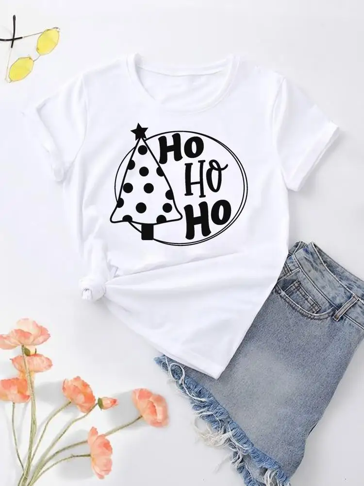 

Lovely Letter Style 90s Women Shirt Tee Christmas Clothing Lady New Year Short Sleeve Print Fashion Top Clothes Graphic T-shirt