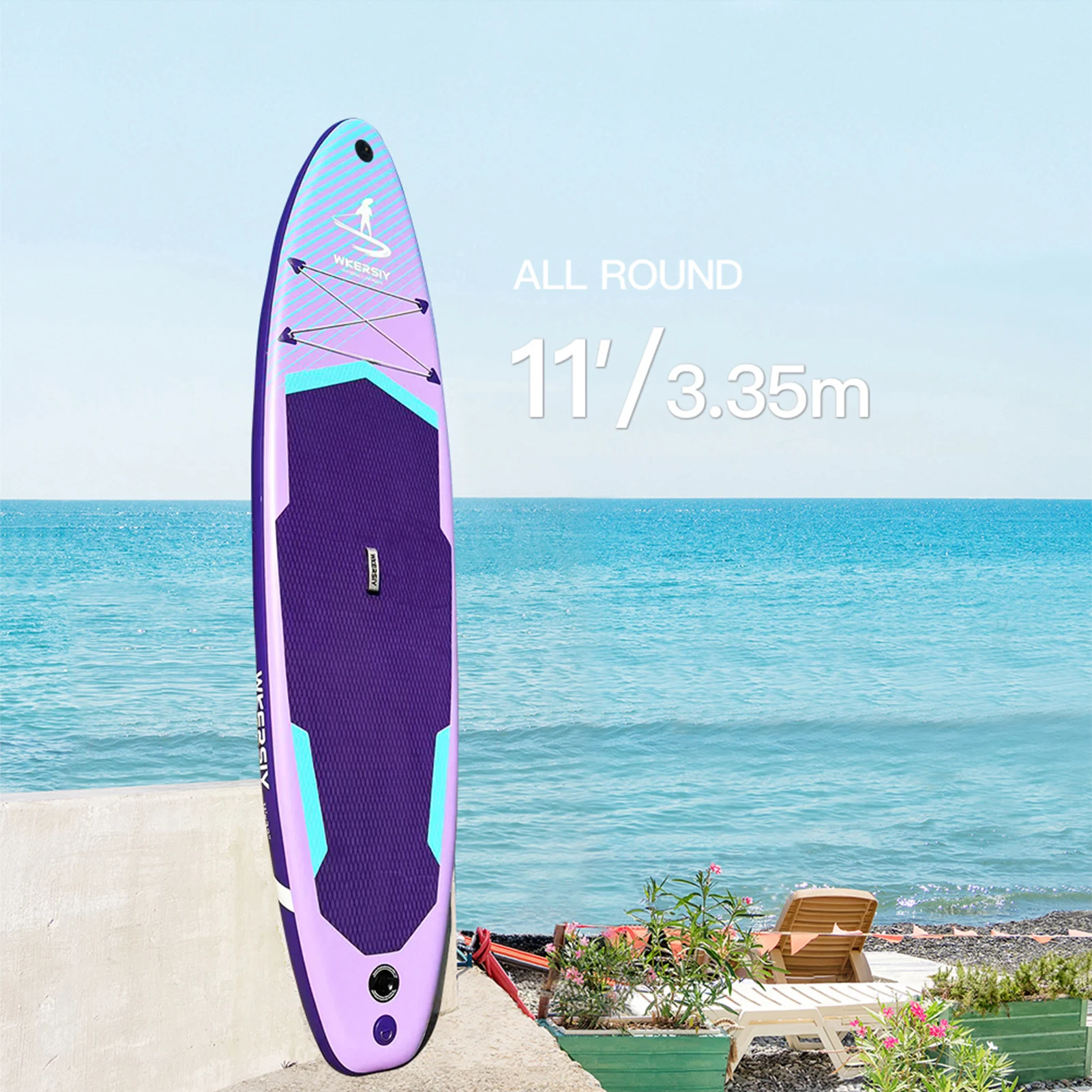 3,35m Aufblasbares Paddleboard für Strand, Wasserski, Stand-Up-Paddling, Wassersport, Angeln und Yoga – Detail 10