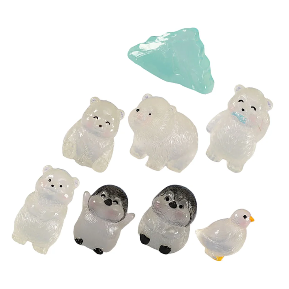 

Luminous Mini Figurines Mini Resin White Bear Penguin Cute Glow The Dark Polar Bears