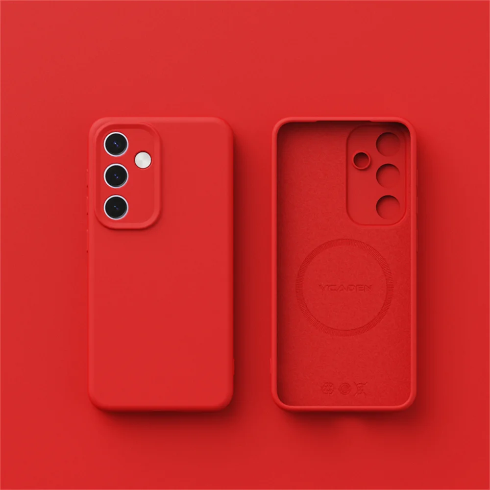 Enhanced Liquid Silicone Magnetic Case with Built-In Flock Cover - Wireless Charging Compatible