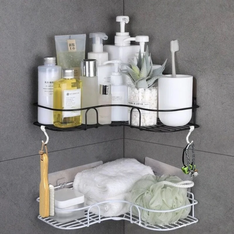 Corner shower rack plastic white shower suction cup rack suitable for  kitchen and bathroom, no drilling required, detachable - AliExpress