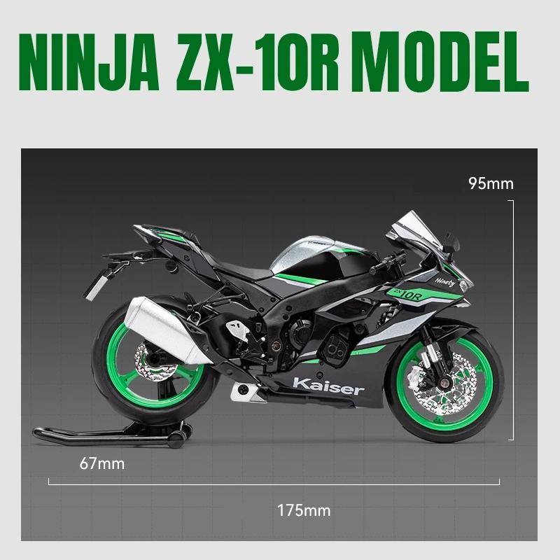 1/12 KAWASAKI Ninja ZX-10R Toy Motorcycle Diecast Metal Model Super Racing Sound & Light Collection Gift For Boy Children 2