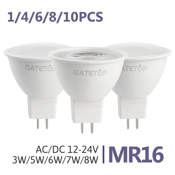 1-10pcs MR16 LED Spotlight Bulb GU5.3 base 6W 600lm AC DC 12V 24V Bombillas Spot Light Replace 30W 50W Halogen Lamp Living Room