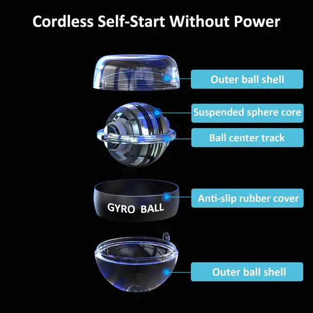 Auto-Start Power Gyro Ball Self-Luminous Hand Wrist Forearm Trainer