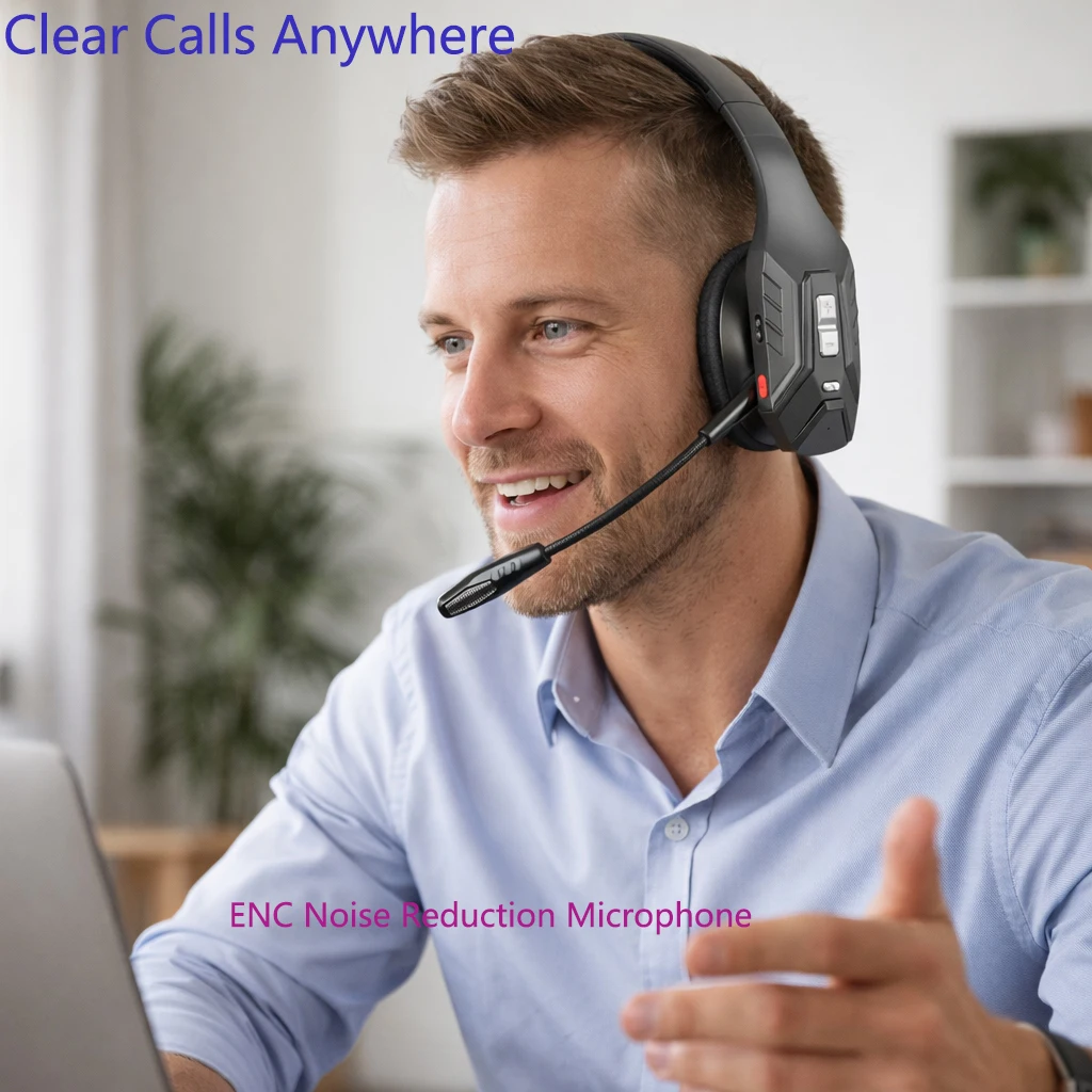 Bluetooth Headset For Truckers With Dual Noise Cancelling Mic_voghion.com