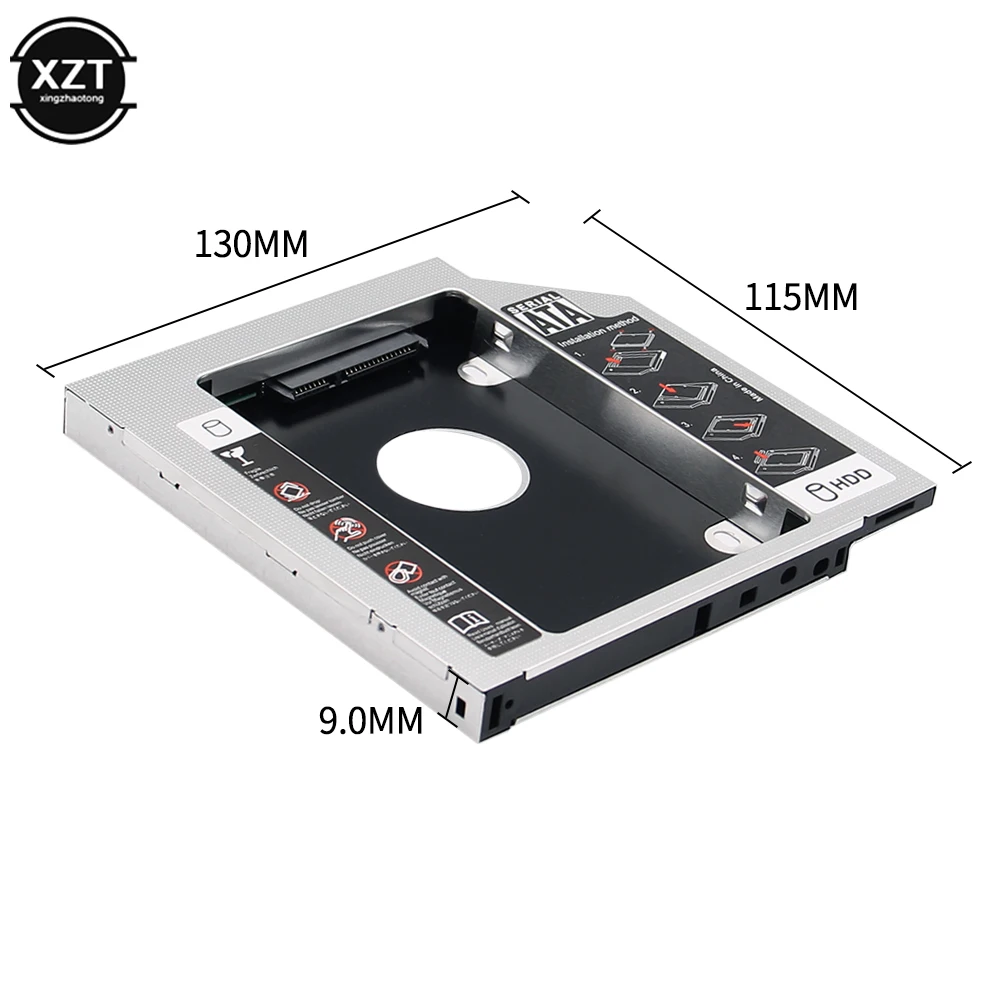 New Second HDD Caddy 9MM 9.5MM SATA 3.0 for 2.5'' SSD Case Hard Disk Drive Adapter for Laptop PC CD DVD-ROM Optibay Bay