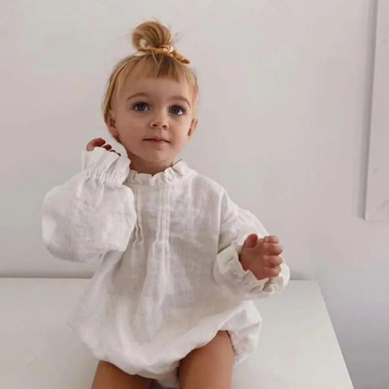 

Infant Bebe Sets Pure Color Rompers Clothing New 0-2Yrs Spring Autumn Kids Boy Girl Loose Rompers Baby Girl Clothes