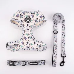 Cat Harness and Leash Set - Adjustable Kitten Pet Accessories Collection - M (White)
