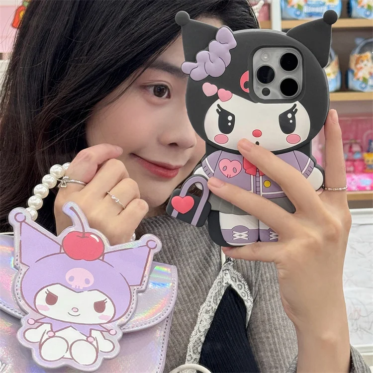 Handbag KT Kuromi For iPhone 17 16 15 14 13 12 11 Pro Max Silicone Soft Cover Case 4