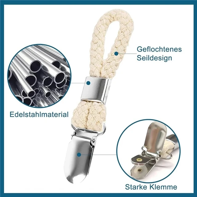 4 db Fonott Pamut Hurok Fém Törülköző Klipek Háztartási Szervezetek Otthoni Hálószoba Kollégiumi Szervező Állvány - Image 4