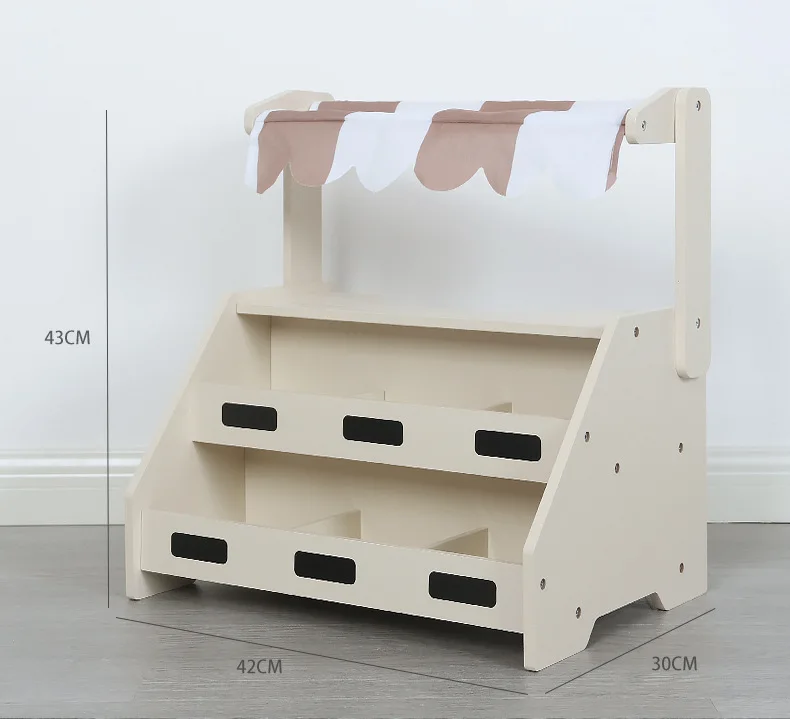 43cm High Quality Wooden Simulate Fruit stand banana apple pear cash register game Play house Interactive Toys baby girl gift 3