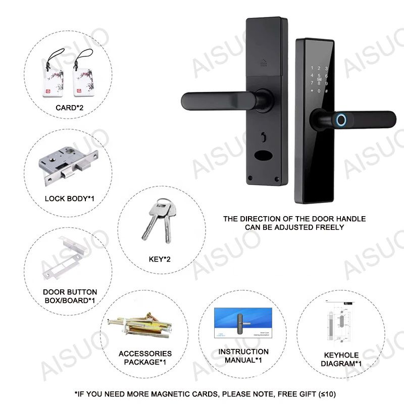 Fingerprint Door Lock Smart Door Lock Electronic Lock Smart Lock Password Lock AISUO M4 TT LOCK Bluetooth Smart Door Lock with Fingerprint Password IC Card Key