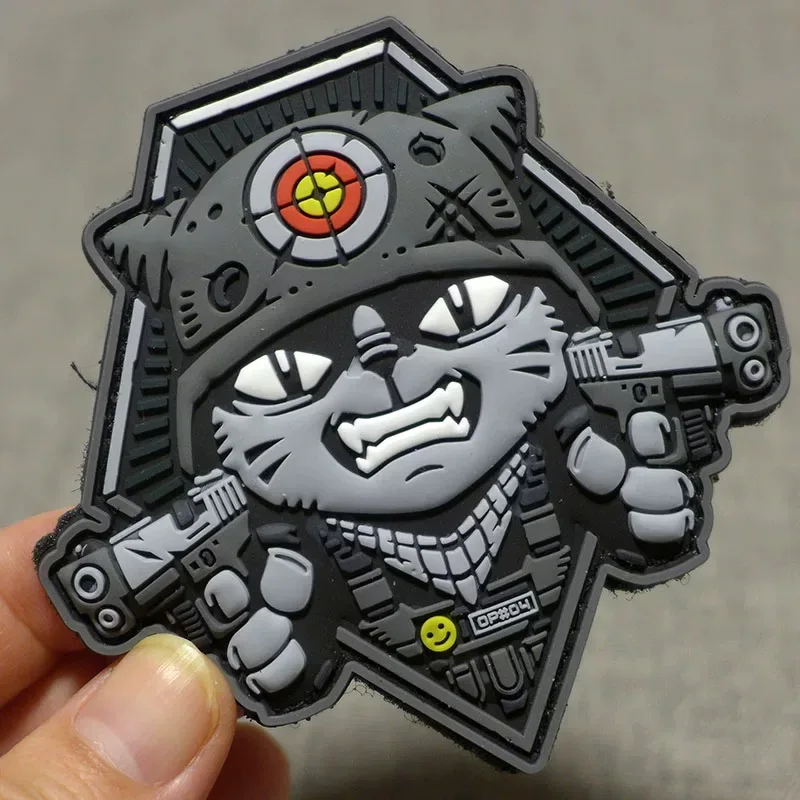 Patch Tattico Riflettente "Occhi Di Gatto" – Morale Patch Ricamato 8,9x2,5 Cm – Con Gancio E Anello, Colore Nero