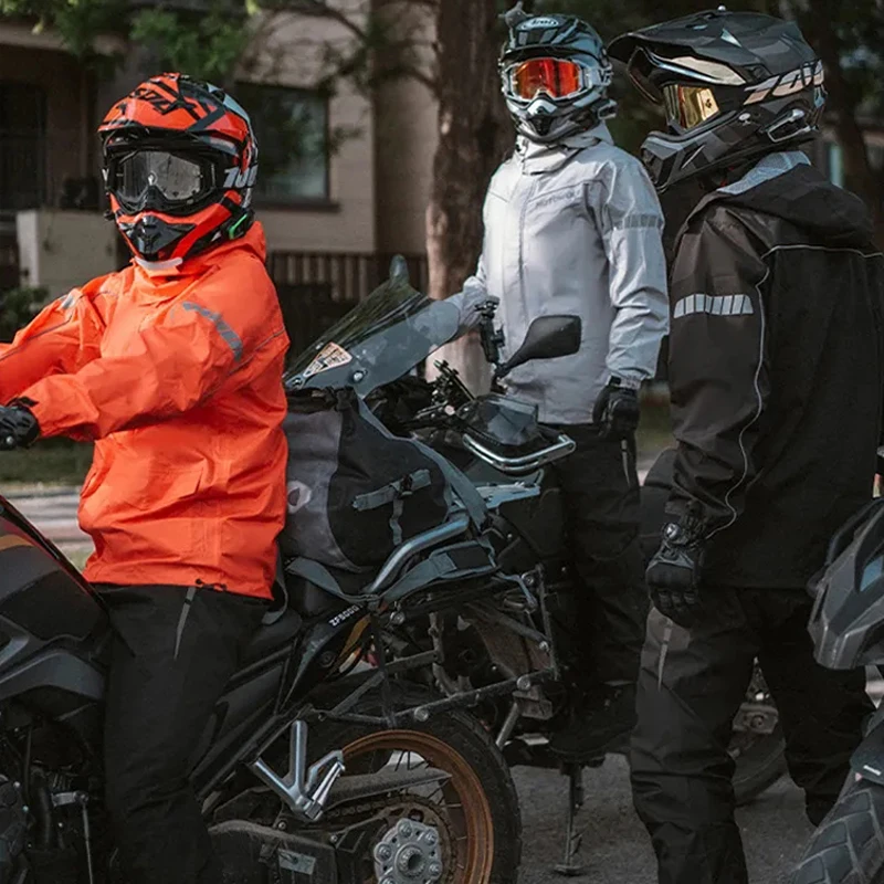 Motorcycle Raincoat Waterproof Split Suit Jacket and Pants Lightweight Foldable Windproof Reflective