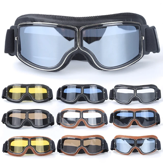 Lunettes de vélo moto coupe-vent casque de moto lunettes de soleil rétro universel en cuir rétro accessoires de moto 1